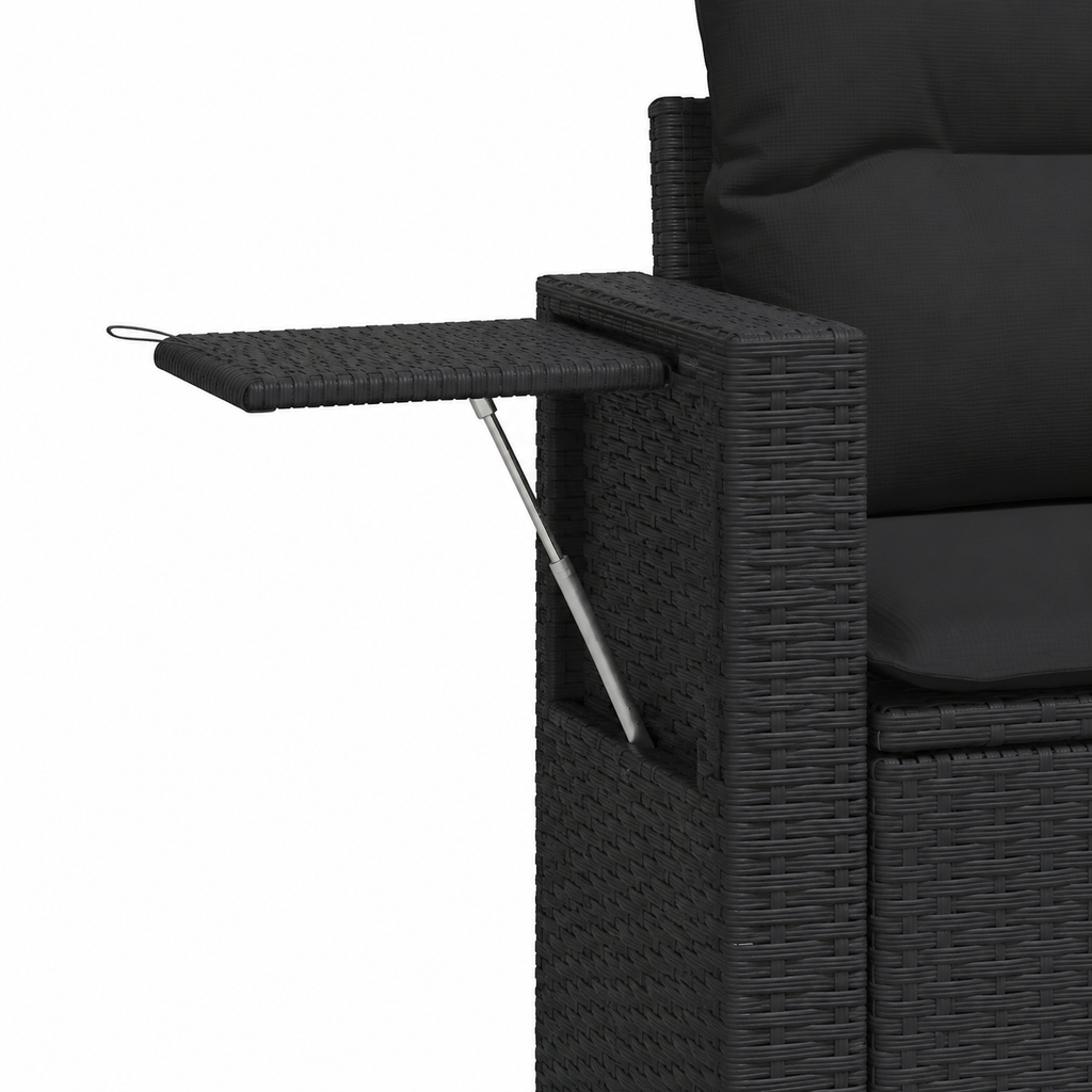 Ensemble de mobilier de jardin 10 pièces avec coussins noirs