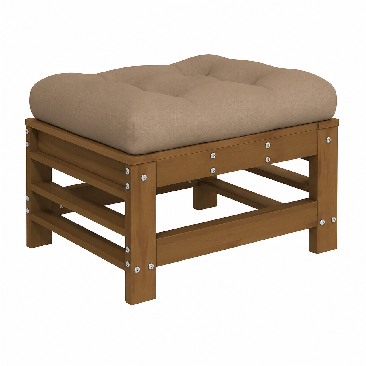 Ensemble de jardin en bois massif 5 pièces avec coussins marron miel