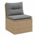 Ensemble de mobilier d'extérieur beige en résine tressée 5 pièces