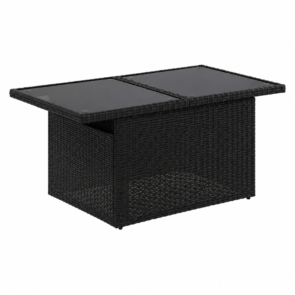 Ensemble de mobilier extérieur 9 pièces avec coussins, résine tressée noire
