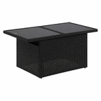 Ensemble de mobilier extérieur 9 pièces avec coussins, résine tressée noire