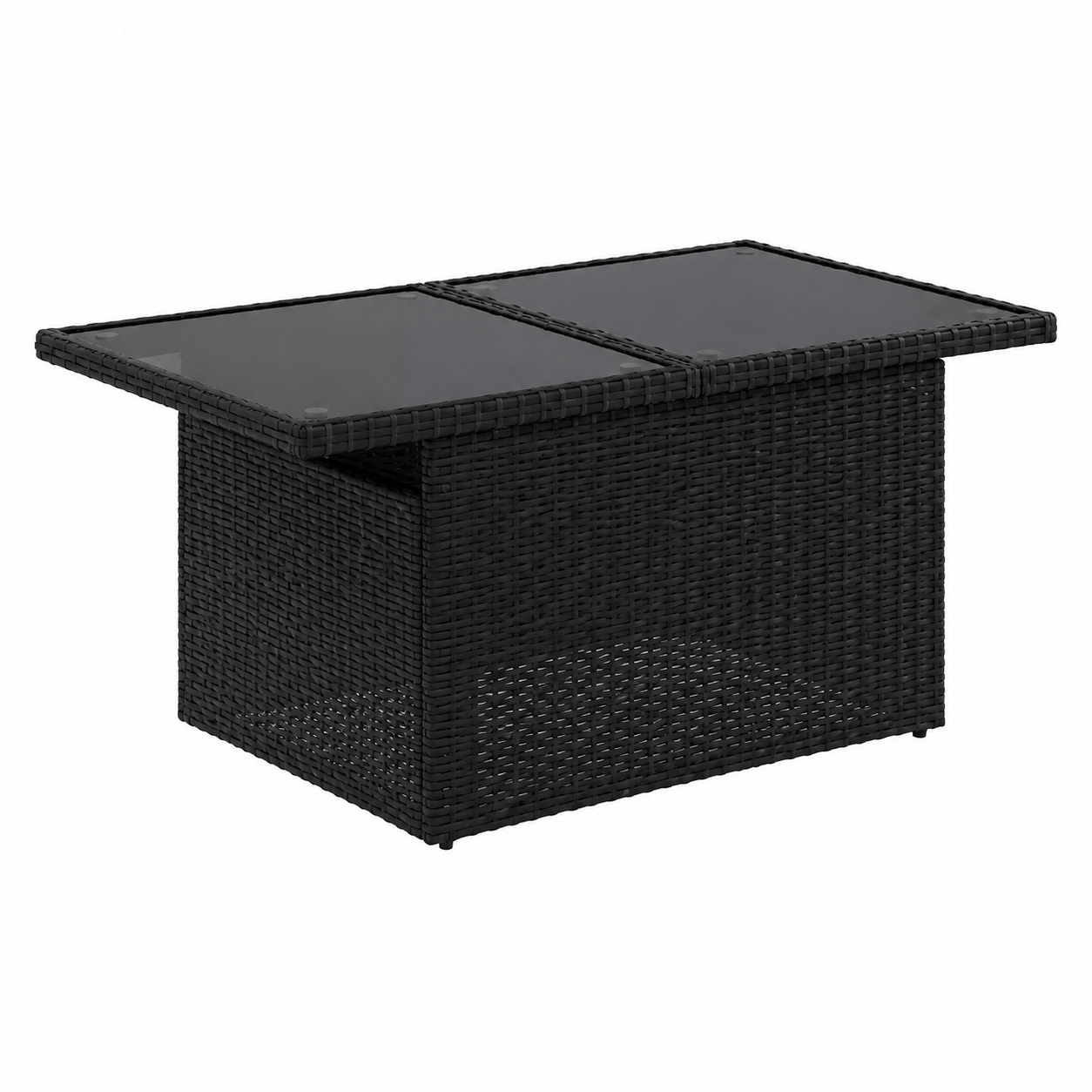 Ensemble de mobilier extérieur 9 pièces avec coussins, résine tressée noire