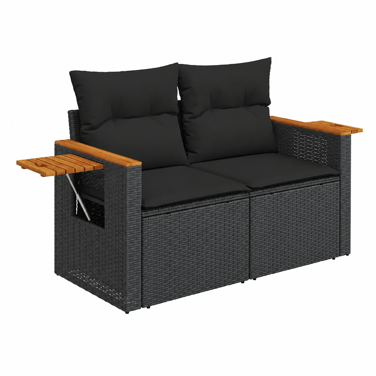 Ensemble de meubles de jardin 9 pièces avec coussins en résine noire