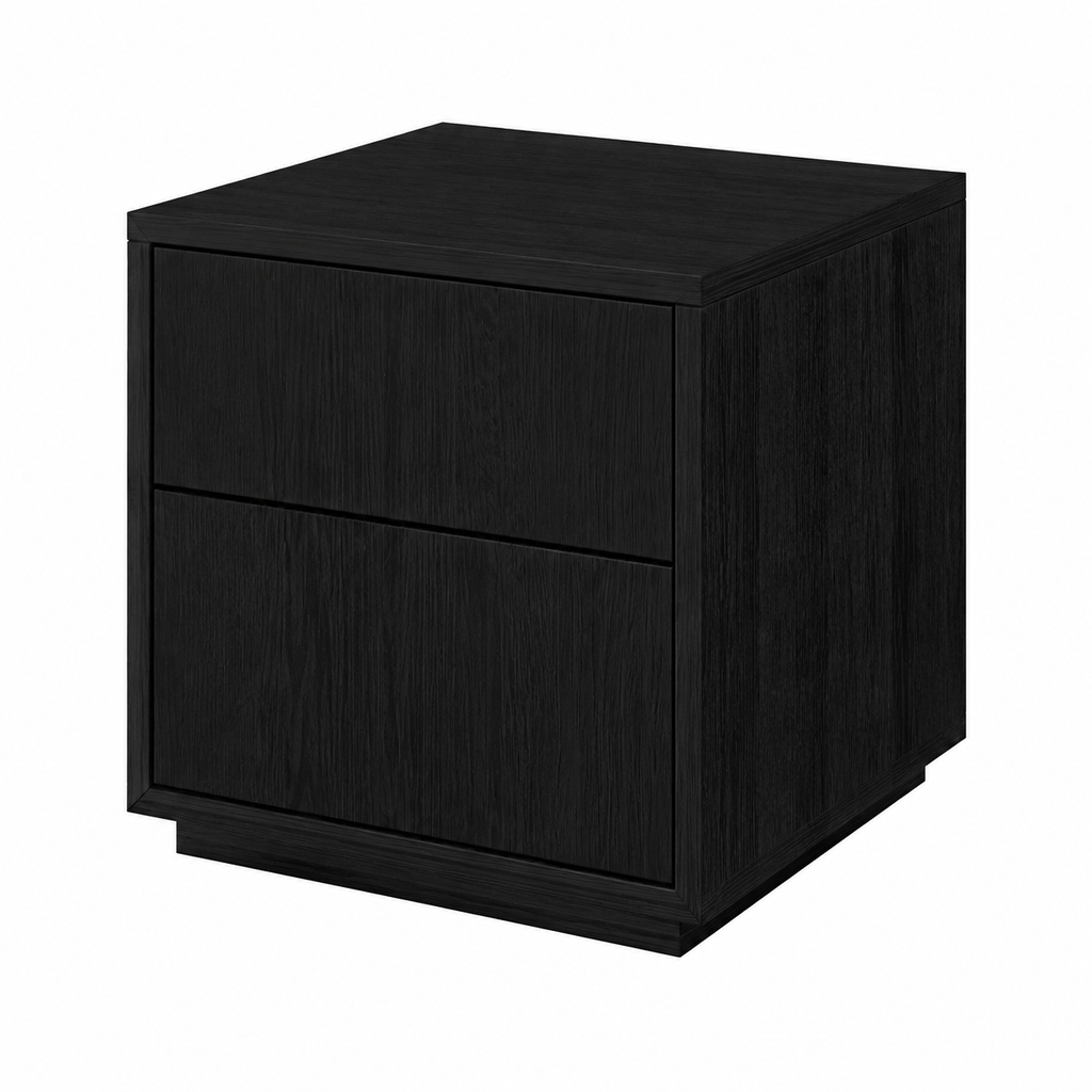 Table basse moderne avec étagère, bois et noir, hauteur 60 cm