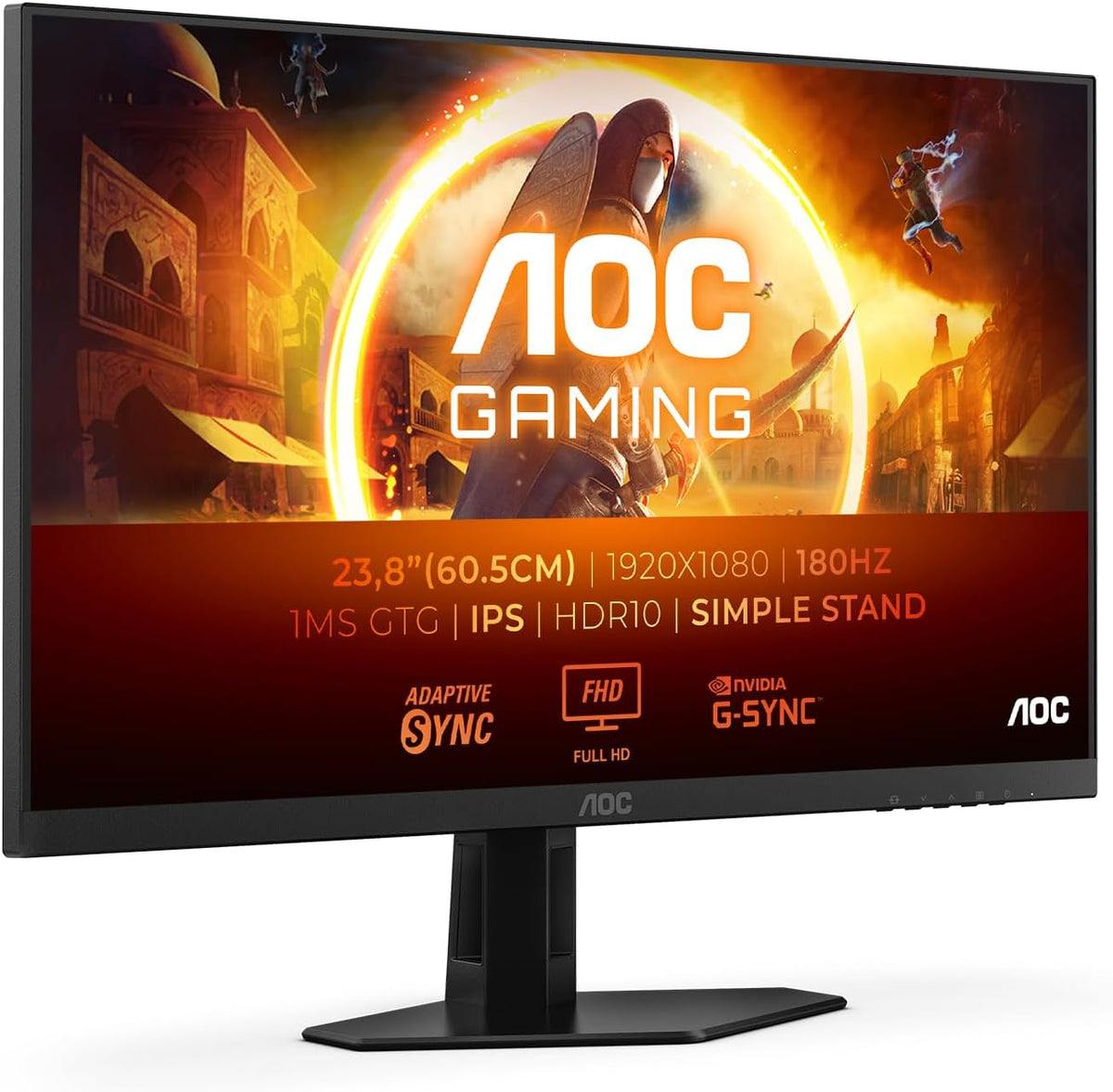 Écrans PC AOC | 23.8 Pouce, 1920x1080 – 2X 2.0 | 1x 1.4, Noir – Gaming Moniteur 24G4XED 180Hz Fast IPS Dalle | 0.5ms MPRT