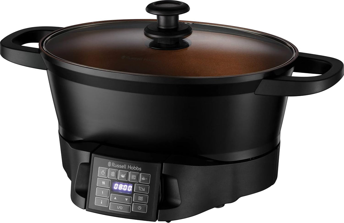 Russell Hobbs Mijoteuses, 6,5 L – Noir | Mijoteur Electrique [8 en 1 Polyvalent] Good to Go (Rôtir, Cuisson lente