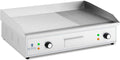 table de cuisson Royal Catering, plaque de cuisson – 400 W | 727 x 420 mm, Argent – Plaque Rainurée + Lisse En Fer)